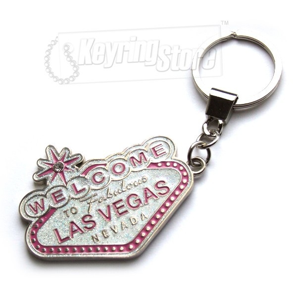Las Vegas Sign Shaped Acrylic Key Chain with Glitter