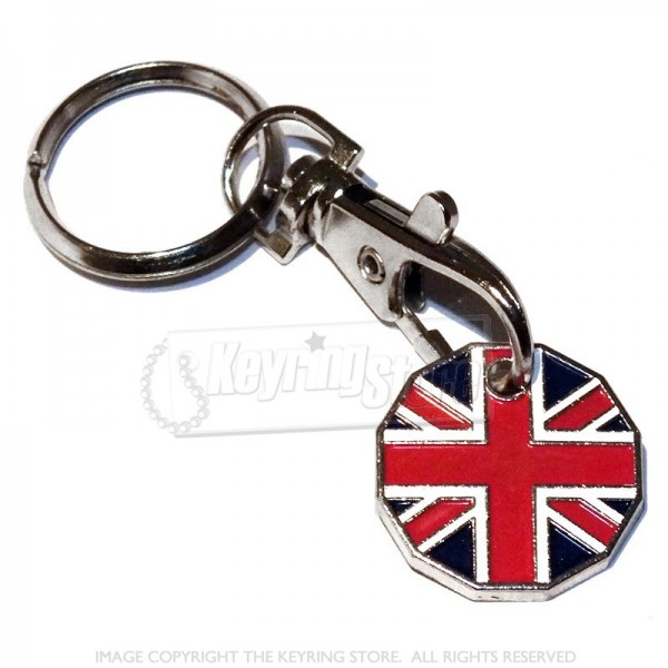 Trolley Coin Token Keyring - Union Jack GB 12-sided £1 - The Keyring Store